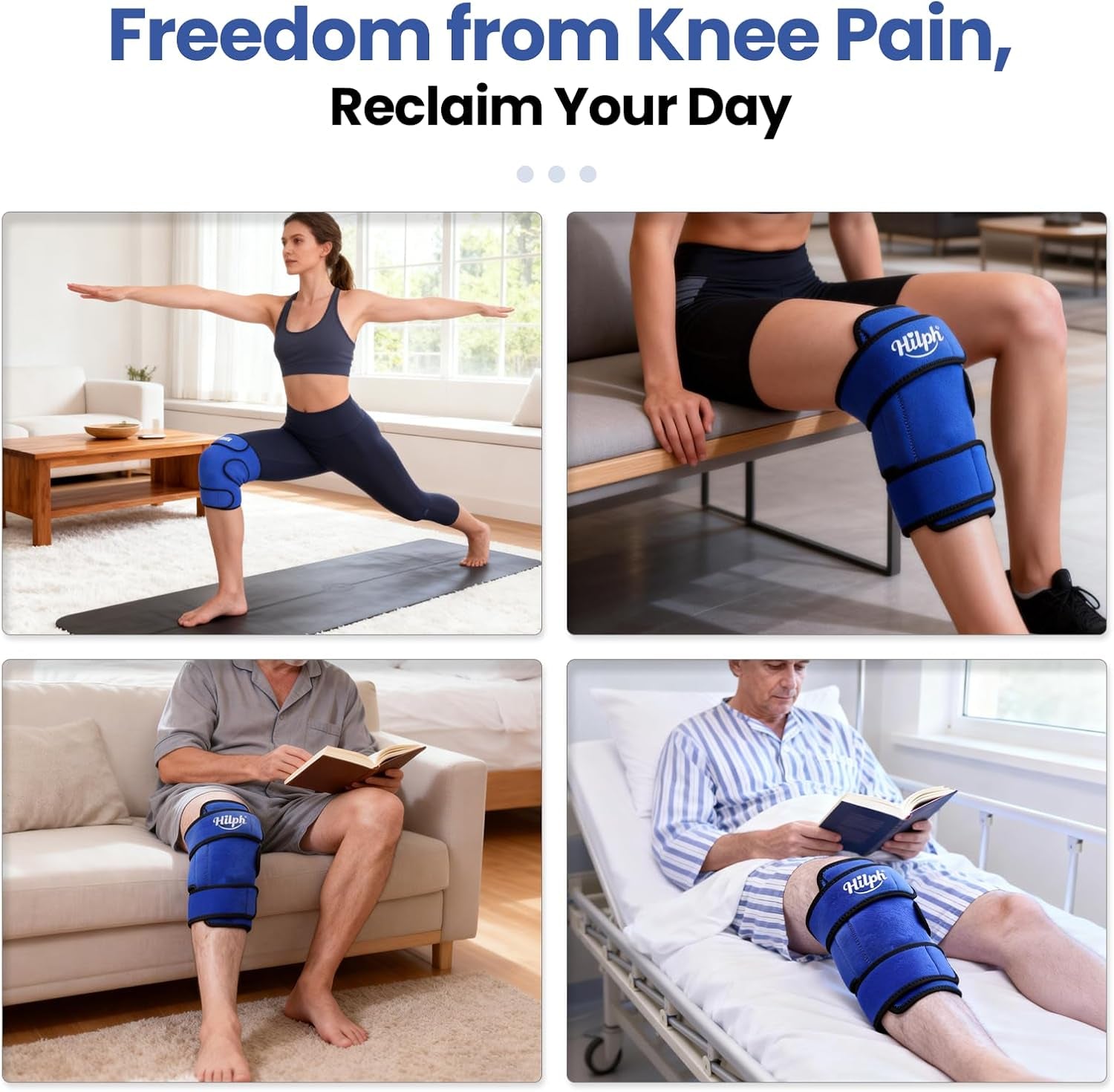 Knee Ice Pack Wrap, Reusable Ice Pack for Knee Replacement Surgery, Hot Cold Compress Therapy Knee Brace Gel Ice Wrap for Knee Pain Relief, Injuries, Bursitis, Meniscus Tear, Arthritis - Blue