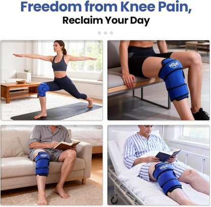 Knee Ice Pack Wrap, Reusable Ice Pack for Knee Replacement Surgery, Hot Cold Compress Therapy Knee Brace Gel Ice Wrap for Knee Pain Relief, Injuries, Bursitis, Meniscus Tear, Arthritis - Blue