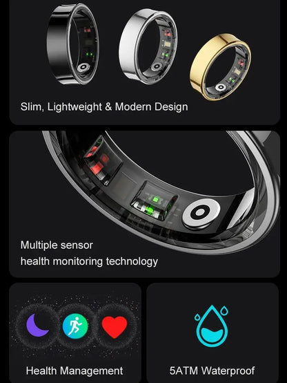 2026 Smart Ring R09 5ATM Waterproof Smartring for Men Women Heart Rate Skin Temperature Monitor Fitness Tracker For Android iOS