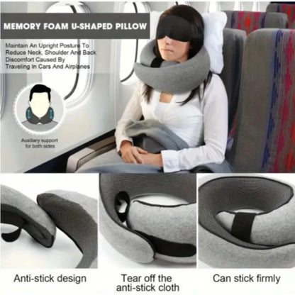 Portable U-shaped Travel Pillow Memory Foam Snail Pillow Travel Neck Support Neck Pillow Adjustable Soft Noon Break Pillows