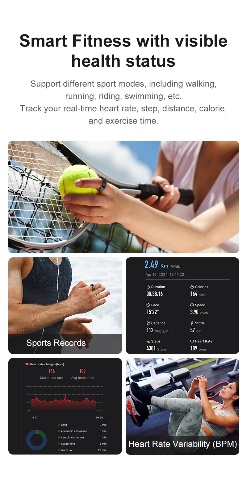 2026 Smart Ring R09 5ATM Waterproof Smartring for Men Women Heart Rate Skin Temperature Monitor Fitness Tracker For Android iOS