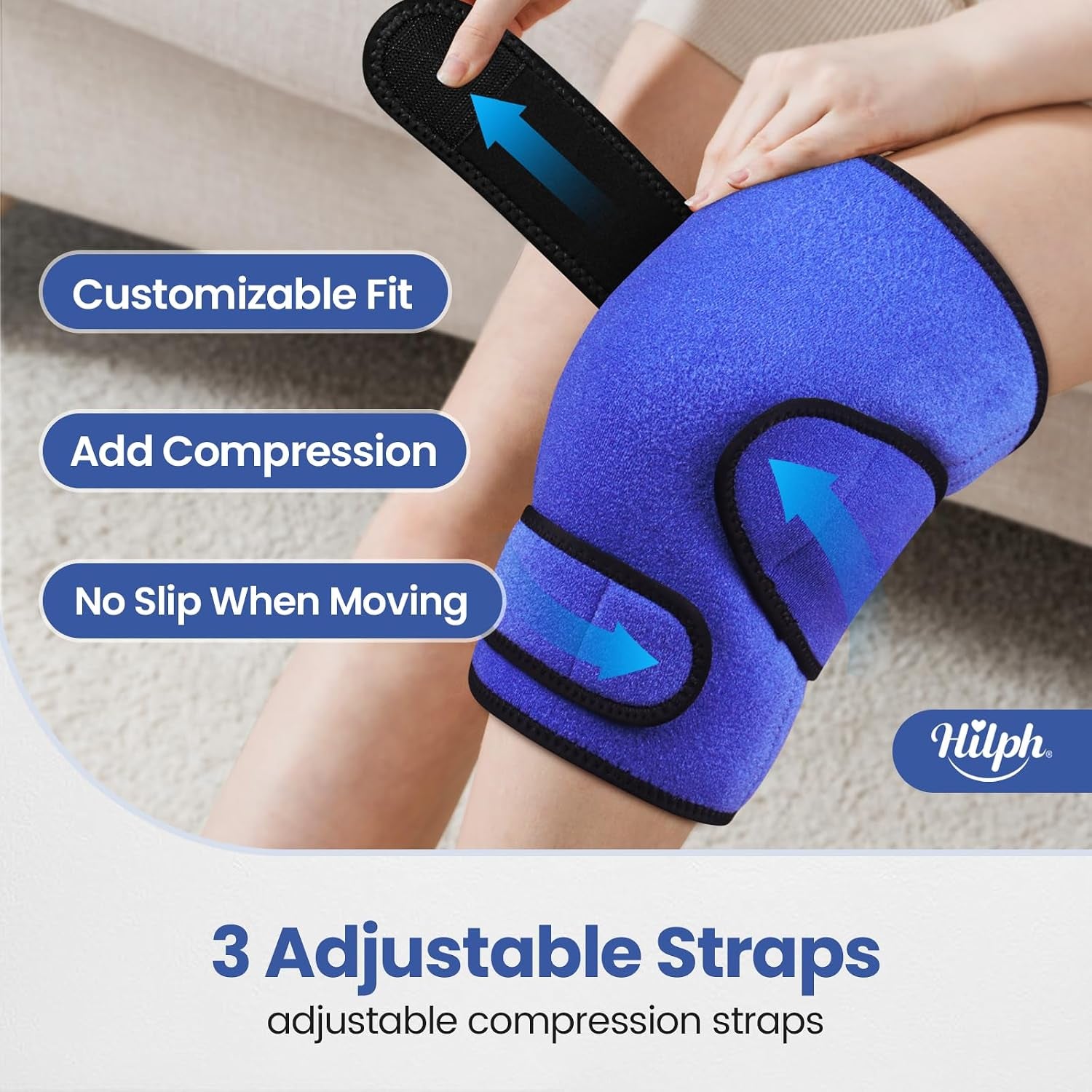 Knee Ice Pack Wrap, Reusable Ice Pack for Knee Replacement Surgery, Hot Cold Compress Therapy Knee Brace Gel Ice Wrap for Knee Pain Relief, Injuries, Bursitis, Meniscus Tear, Arthritis - Blue
