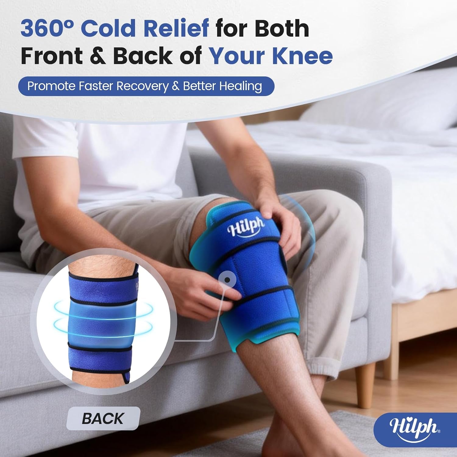 Knee Ice Pack Wrap, Reusable Ice Pack for Knee Replacement Surgery, Hot Cold Compress Therapy Knee Brace Gel Ice Wrap for Knee Pain Relief, Injuries, Bursitis, Meniscus Tear, Arthritis - Blue