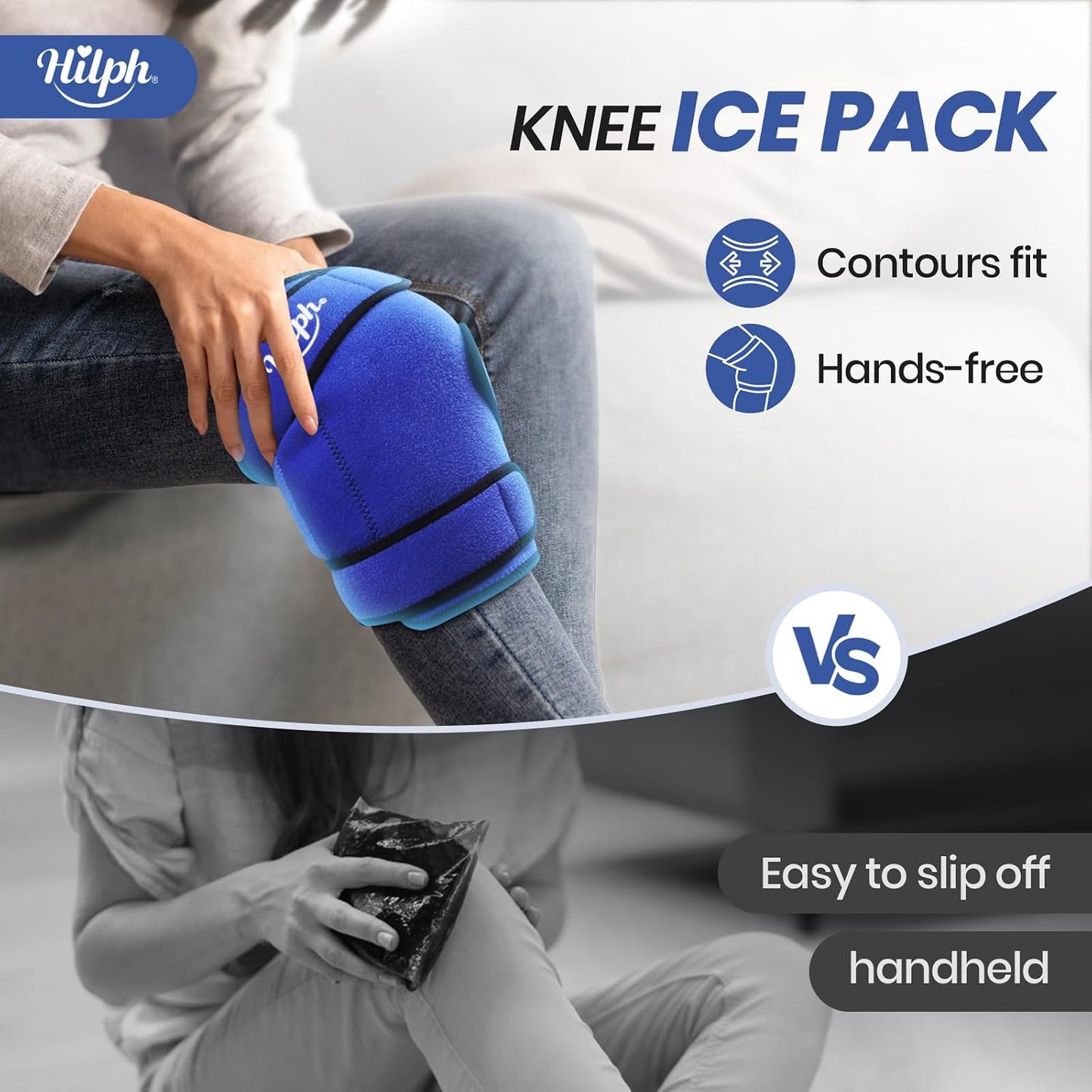 Knee Ice Pack Wrap, Reusable Ice Pack for Knee Replacement Surgery, Hot Cold Compress Therapy Knee Brace Gel Ice Wrap for Knee Pain Relief, Injuries, Bursitis, Meniscus Tear, Arthritis - Blue