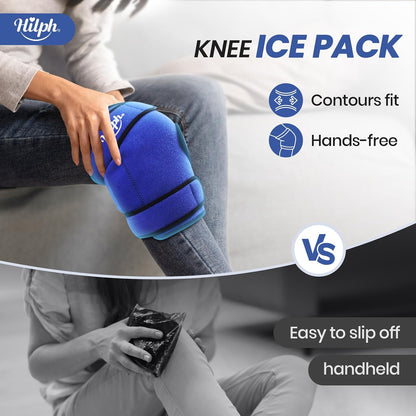 Knee Ice Pack Wrap, Reusable Ice Pack for Knee Replacement Surgery, Hot Cold Compress Therapy Knee Brace Gel Ice Wrap for Knee Pain Relief, Injuries, Bursitis, Meniscus Tear, Arthritis - Blue