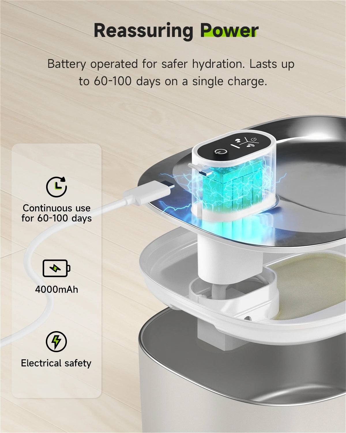 Wireless Water Fountain For Cats & Dogs with Auto Sensor